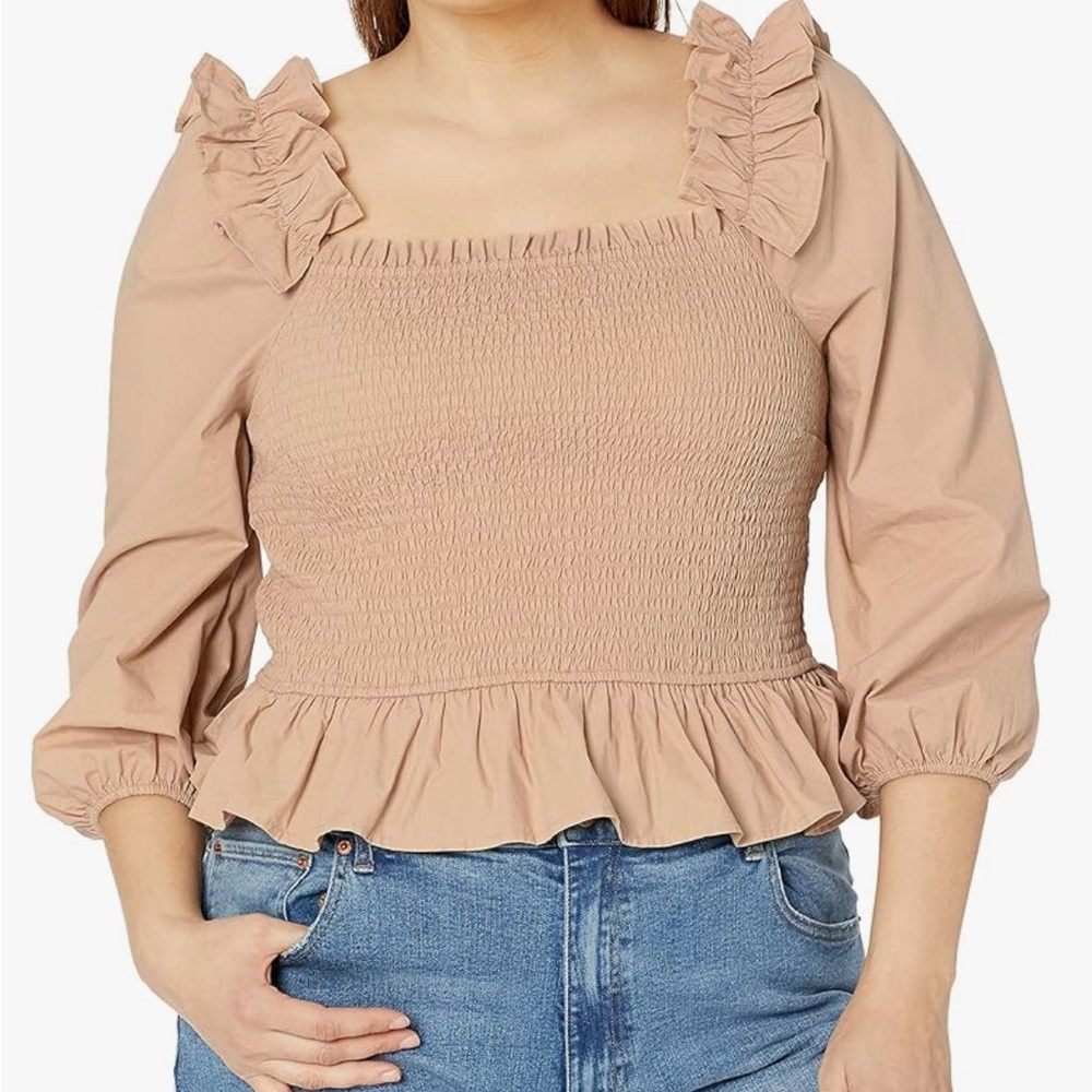 Women's Tan Smocked Top